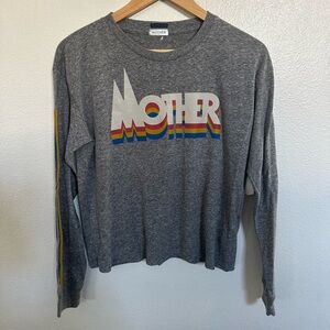MOTHER Gray Long Sleeve Tee with Mother Logo